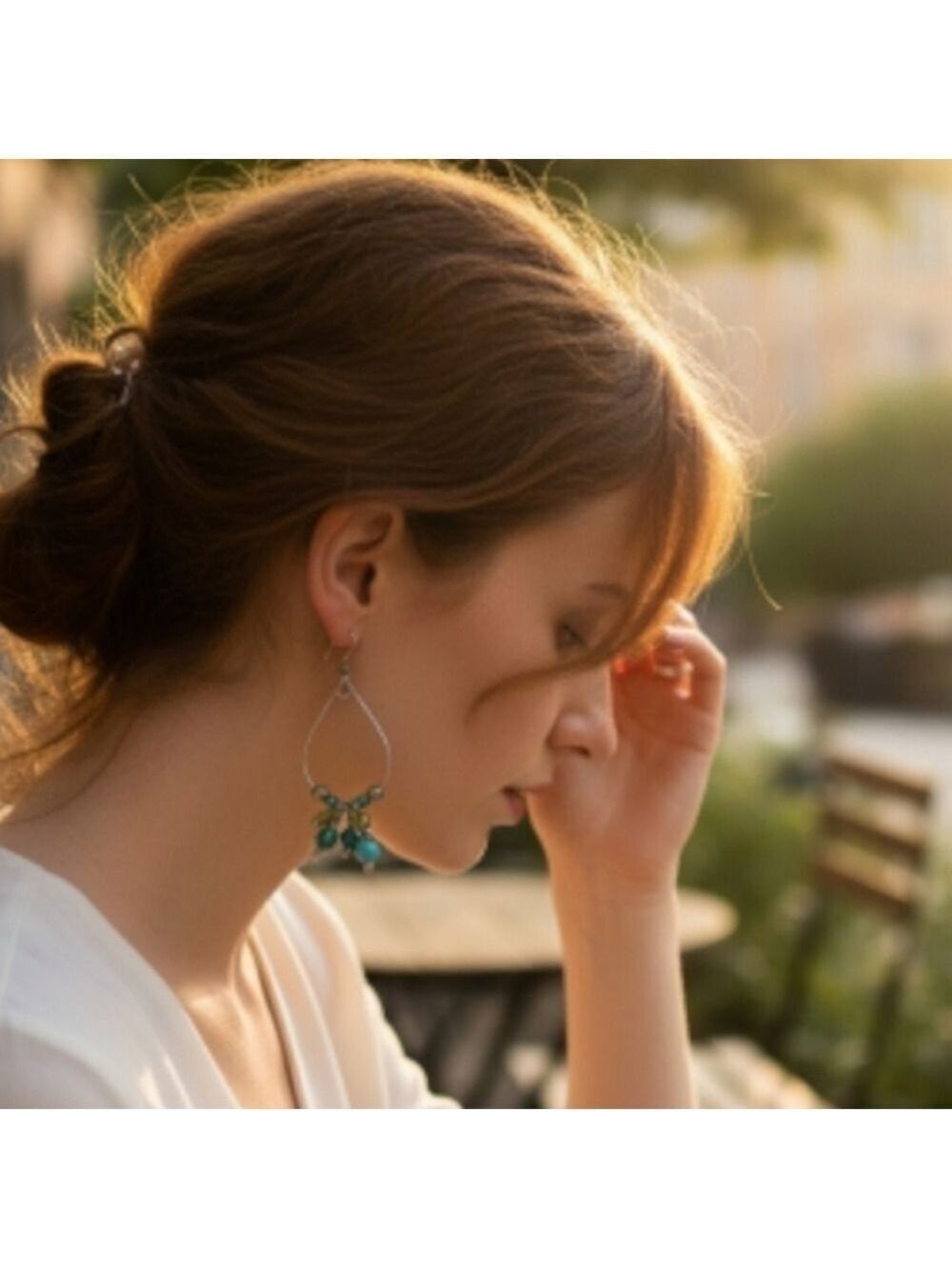 Silver Green Dangle Earrings